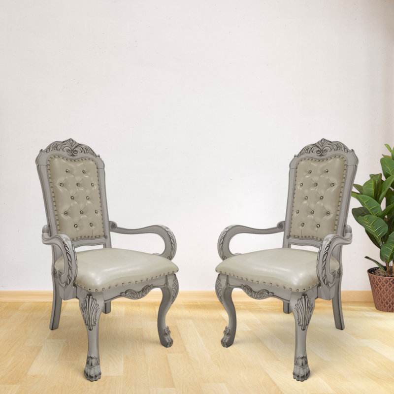 Branxton Two Arm Chairs in Bone White Synthetic Leather