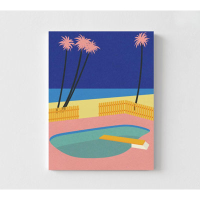 Palm Springs, affiche au bord de la piscine, impression d'art rétro moderne et désertique