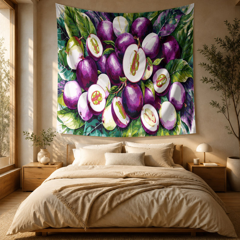 Tapisserie murale «Fruit mangoustan», 51 po x 60 po
