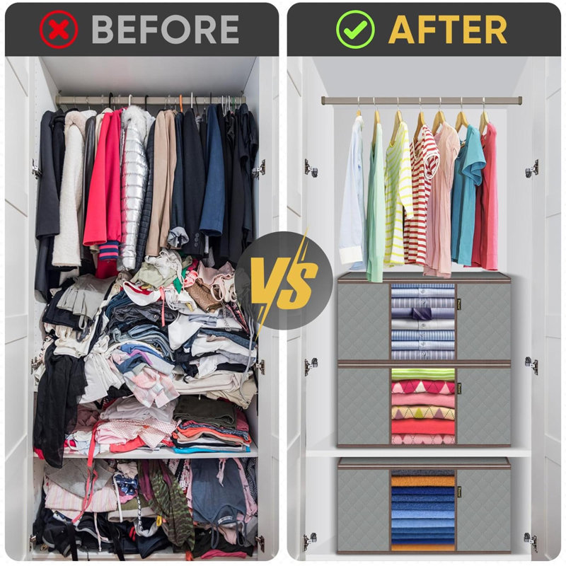 2 Pack Clothes Storage Bags, 24 Gallon Storage Containers With Reinforced Handle Sturdy Zipper, Closet Storage For Blanket Comforter Pillow Bedding