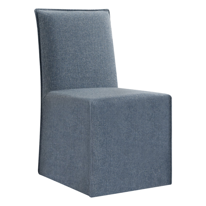 Chaise de salle à manger rembourrée Catalan Jaffson (ensemble de 2), Bleu de Capri
