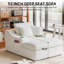  Très grande méridienne intérieure, canapé-lit rembourré 67 po avec porte-gobelets et 3 coussins, canapé-lit à dossier profond en velours côtelé désossé pour le salon, sans assemblage, chaise de lecture, blanc-925709356