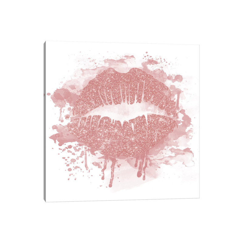 Rose Gold Lips by Natalie Carpentieri - Print on Canvas, 30.48 cm H x 30.48 cm W, Wrapped Canvas