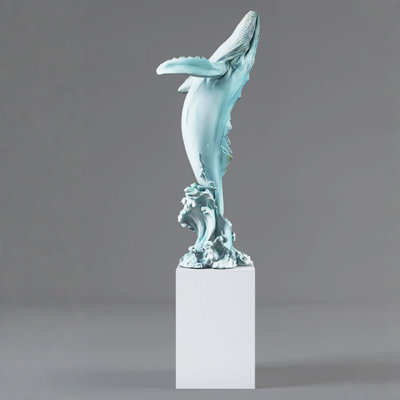Blue+White Free Form Resin+Manufactured Wood Decorative Object