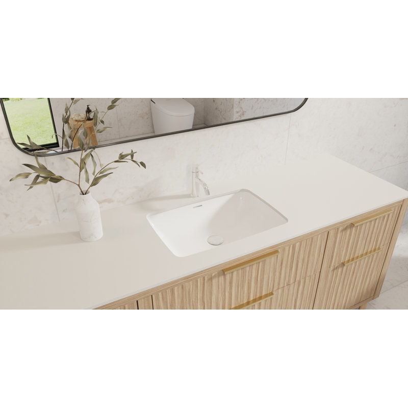 Lavabo de salle de bain encastrable en résine 23,5 po x 16,4 po Badeloft UB-01-G blanc brillant, Blanc brillant