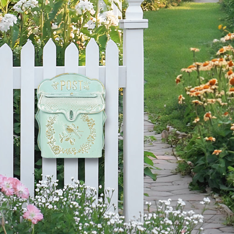 Boîte aux lettres murale rétro pour la maison à l'extérieur de la boîte aux lettres de porte en métal de style antique charme nostalgique décoration de jardin maison de campagne