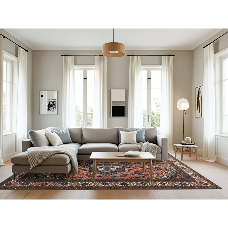 Tapis vert/bleu traditionnel, Rectangle 8 pi x 12 pi