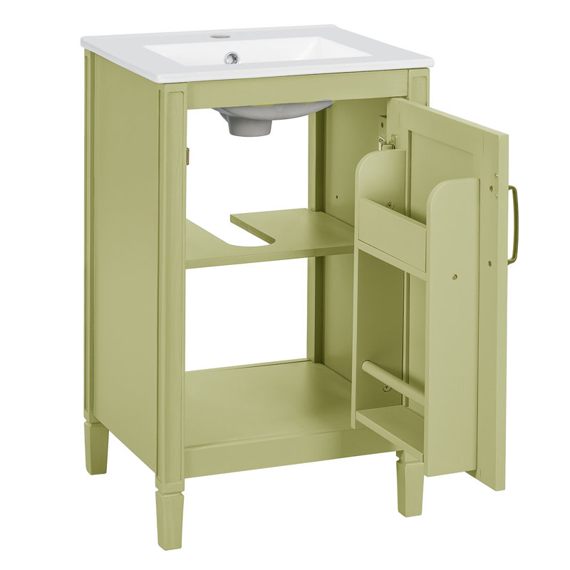 20" Single Bathroom Vanity With Ceramic Sink, Green
