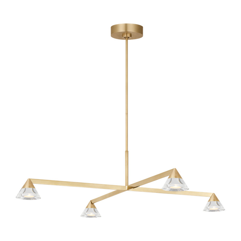 Midrand 4 - Light LED Chandelier, Hand-Rubbed Antique Brass, 9.1" H x 37.4" W x 37.4" D