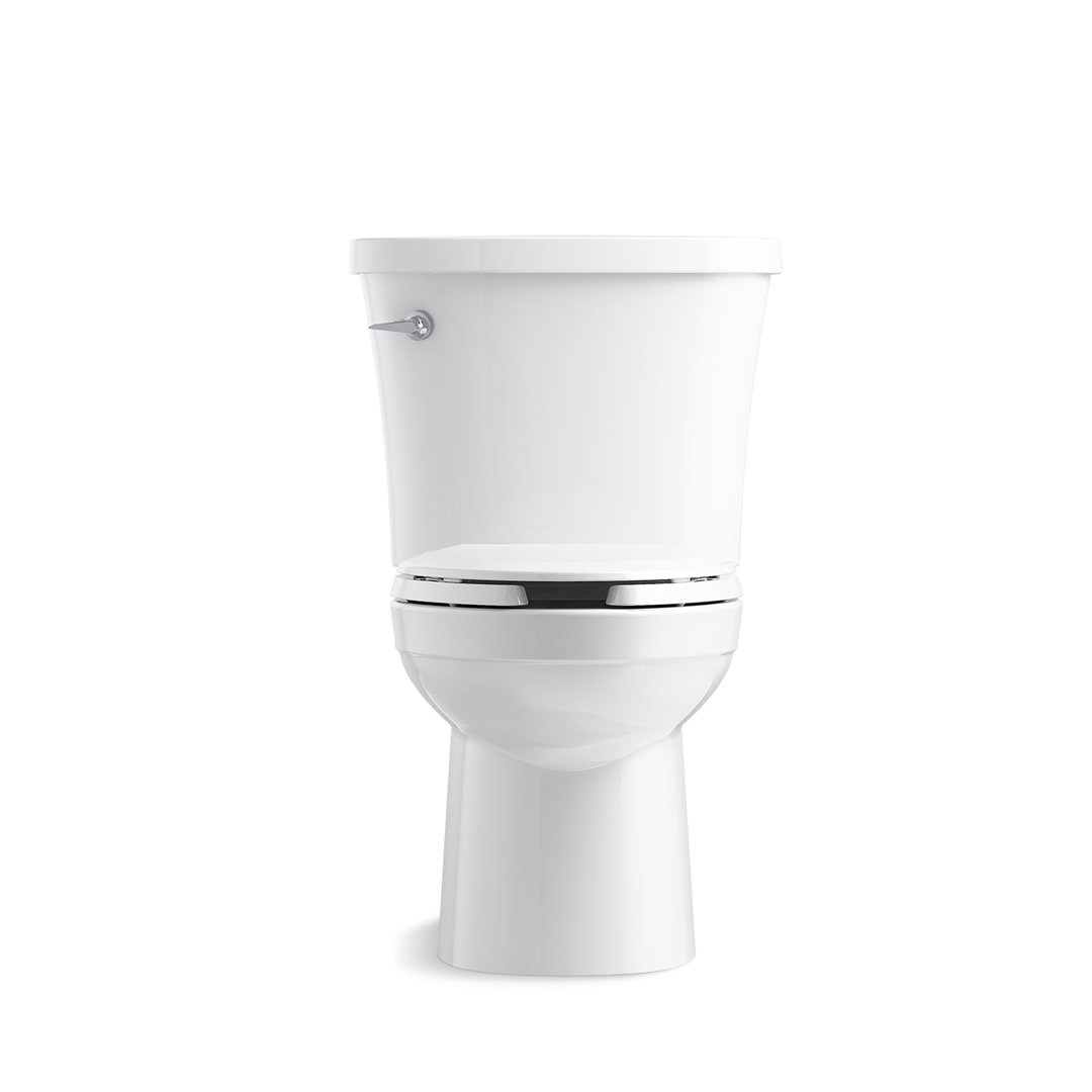 Kingstontwo-piece elongated 1.28 gpf toilet with Class Five flushing technology and left-hand trip lever, seat not included Kohler Lever 
