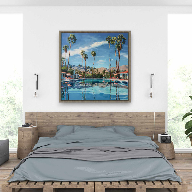 Palm Trees - White Framed Canvas Home Decor Art Print
