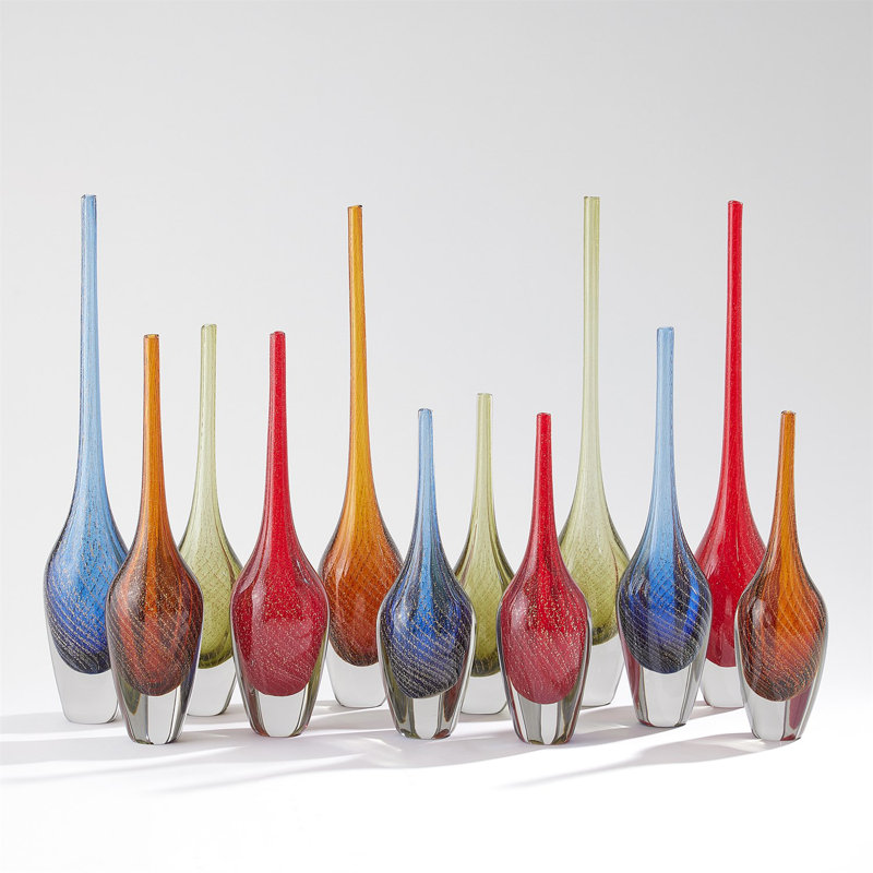 Flecked Spire Bottle-Sm, Blue, Overall Height- 15.75"