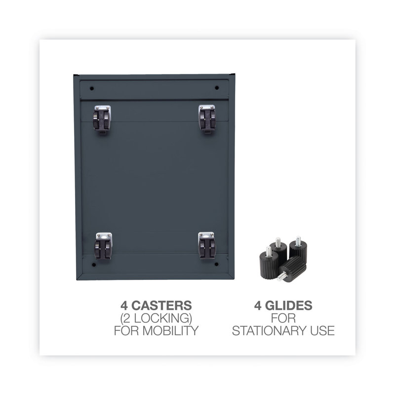 Charcoal 2-Drawer Mobile Steel File Cabinet with Lock