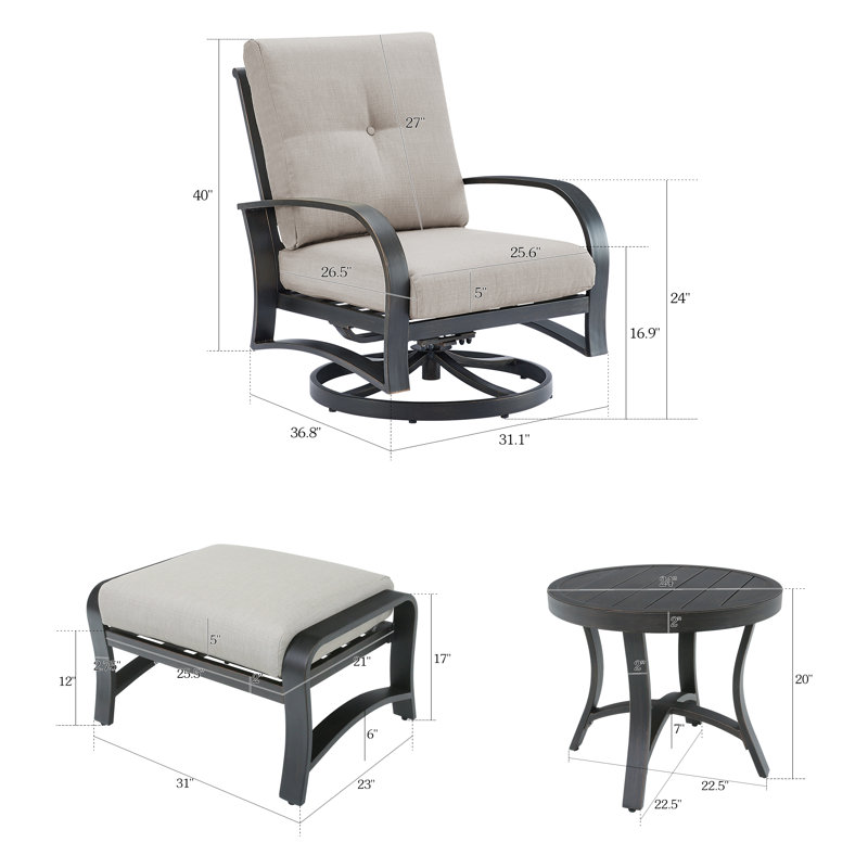 Chamber 4 Piece Sunbrella Seating Group with Sunbrella® Cushions