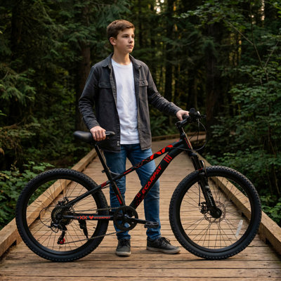 A24289 ECARPAT 24 Inch 21 Speed Mountain Bike, Adult Mountain Bicycle with Front Suspension, Dual Disc Brakes, Steel Frame, Non-Slip Tires for Men Women Outdoor Cycling