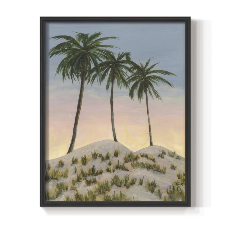 Sunrise Palms II, reproduction encadrée - bois massif, Noir, H 11 po x l 9 po
