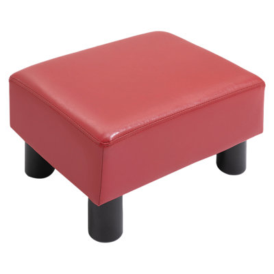 Red Foot Rest With Soft Cushion And Plastic Legs For Home Office Use Stool Upholstery Stable Feet Living Room Decoration