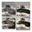 Canapé d'angle moderne en velours côtelé noir à 6 places en forme de U avec fauteuil et porte-gobelet - Canapé modulaire surdimensionné de 370 cm (145,7 pouces) pour cinéma maison
