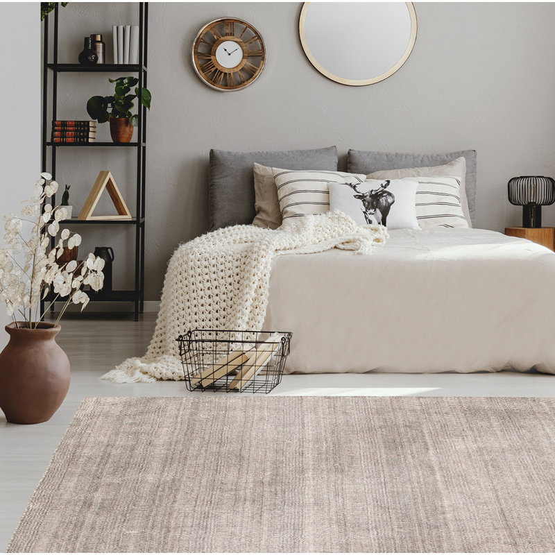 Tapis gris en laine tissé à la main SantaAna