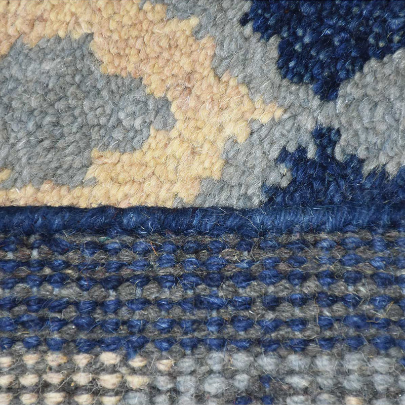 Tapis d'intérieur bleu noué à la main 100% floral bleu, Rectangle 5 pi x 8 pi