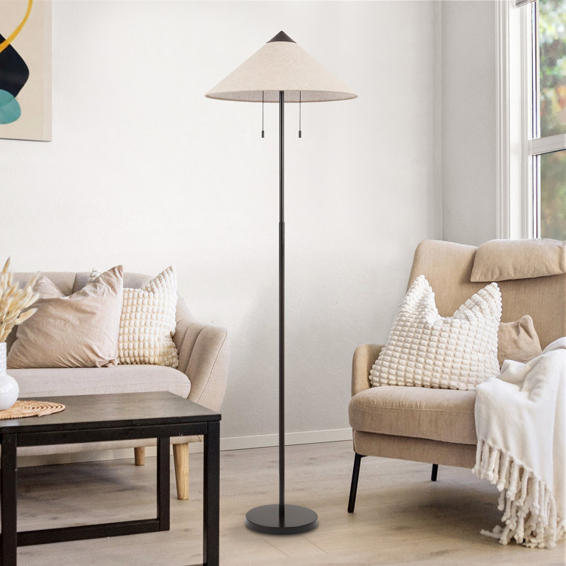 65.4" 2-Light Floor Lamp with Cone-Shaped Shade
