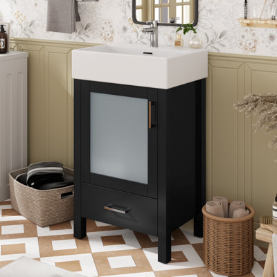 Meuble-lavabo simple 20 po avec comptoir en céramique