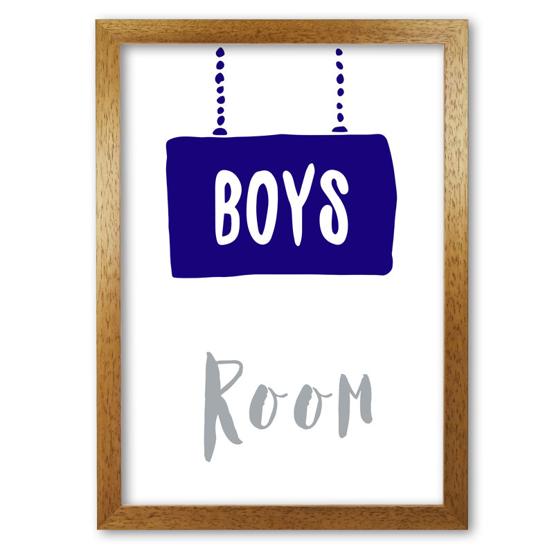 Boys Room - Print, 30 cm H x 21 cm W x 5 cm D, Honey Oak Frame