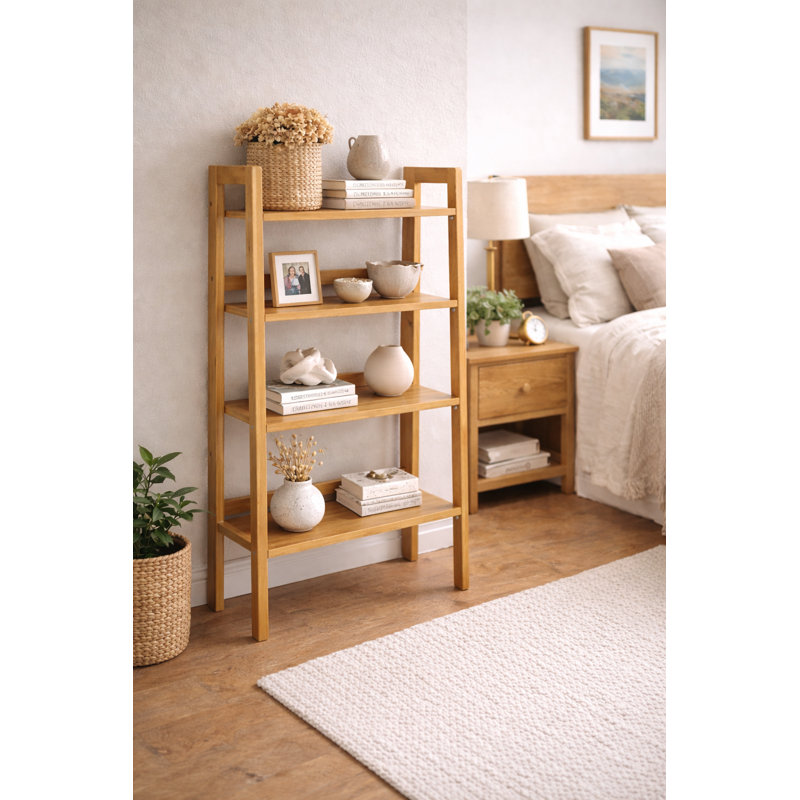 Bibliothèque étagère en bois massif à 4 niveaux H 47,25 po x l 23,5 po Harlem, étagère à chaussures, tablettes de rangement