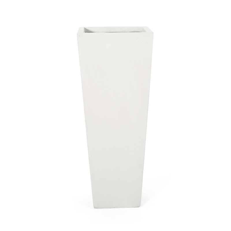Pot à fleurs en fonte blanc mat avec aspect fuselé - oxyde de magnésium 12,93L x l 12,93H 32,42H, décorez votre cour arrière, sans assemblage extérieur