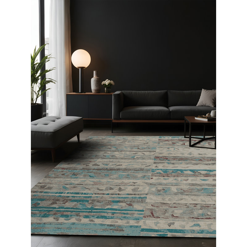 Tapis gris soyeux et moelleux, Carré 4 pi