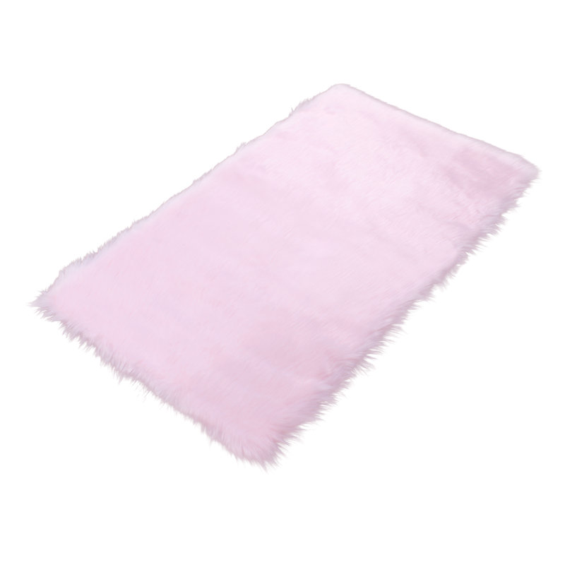 Pink Faux Fur Shag Washable Area Rug, Rectangle 2' x 3'