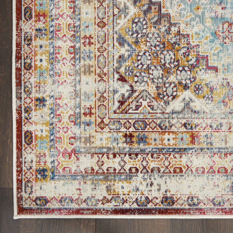 Tapis transitionnel multicolore Karey, Tapis de couloir 2 pi x 6 pi