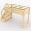 Lit mezzanine simple en bois massif avec garde-robe intégrée, rangement et tablettes à côté, garde-corps pleine longueur et escalier, aucun sommier nécessaire, naturel-1076234578-1076234579