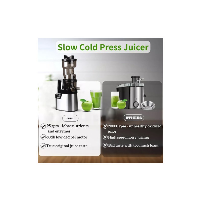 Extracteur de jus 250W en acier inoxydable pour légumes et fruits, goulotte d'alimentation de 100 mm