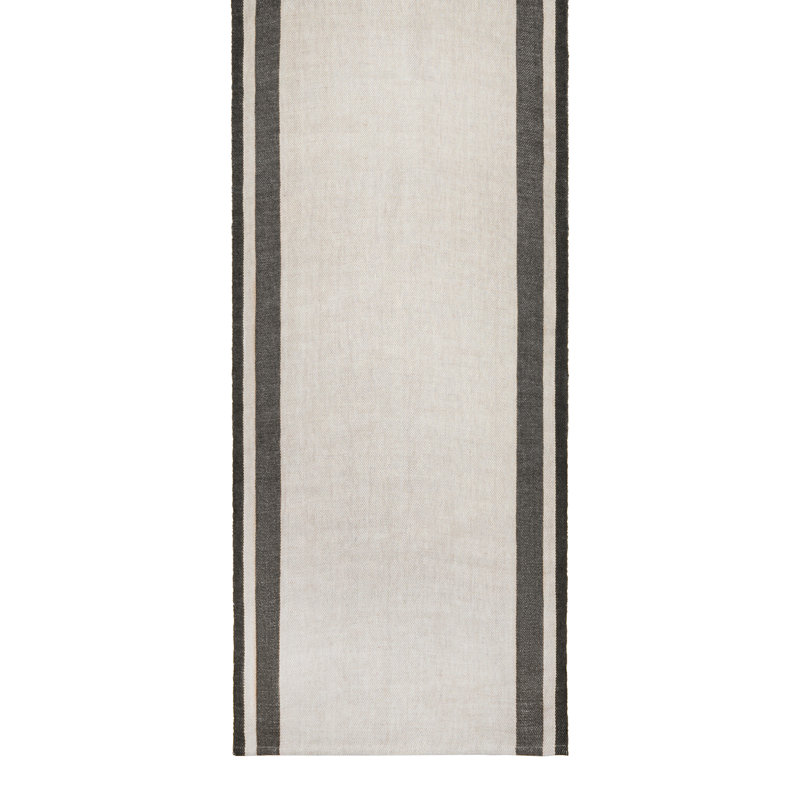Gordes Linen Blend Striped Dining Linen, 72" L x 20" W, Natural/Charcoal