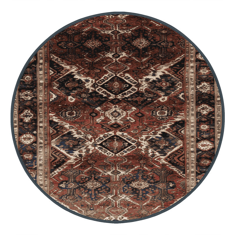 Tapis brun lavable à la machine, Rond 6 pi