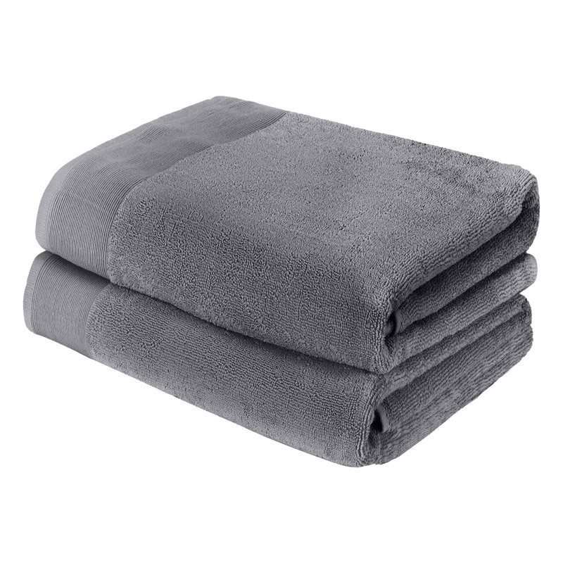 Ensemble de serviettes de bain 100% coton 2 pièces Harbison, Gris