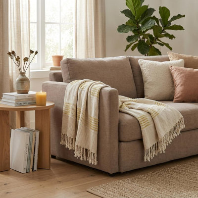 Jeté en coton tissé jaune