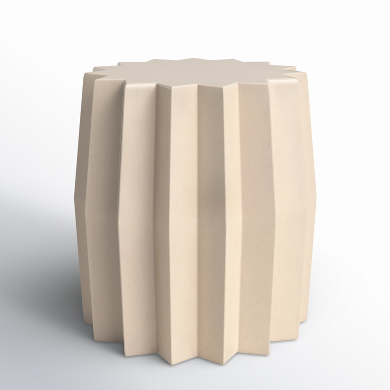 Gem Outdoor Side Table, Parchment White