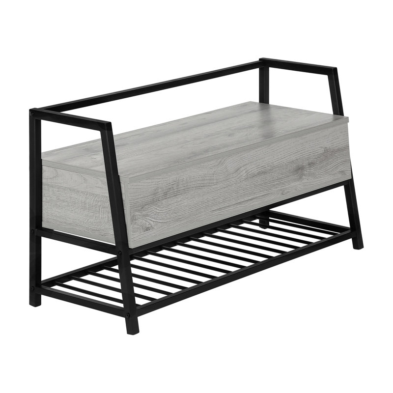 Banc à chaussures Shon, siège de rangement pour chaussures rectangulaire de 42 pouces, métal, Gris