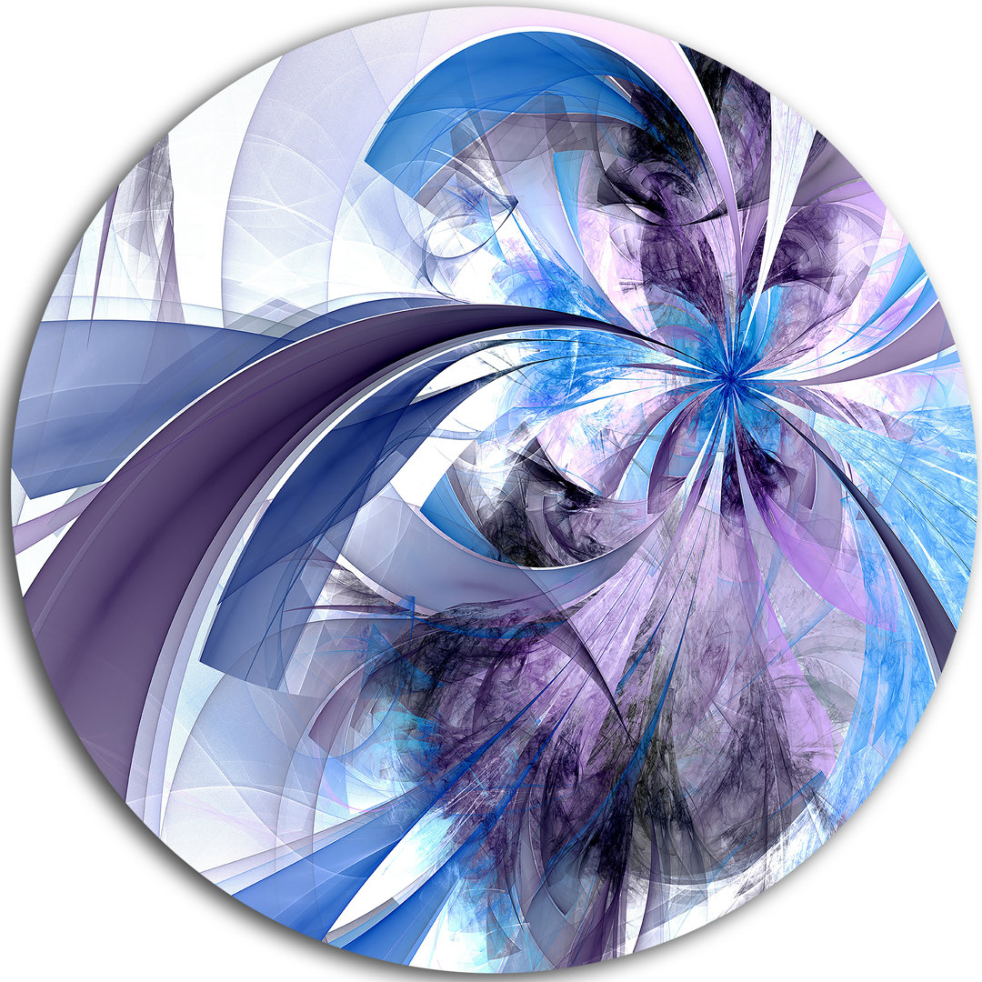 " Purple And Blue Symmetrical Fractal Flower " Ebern Designs