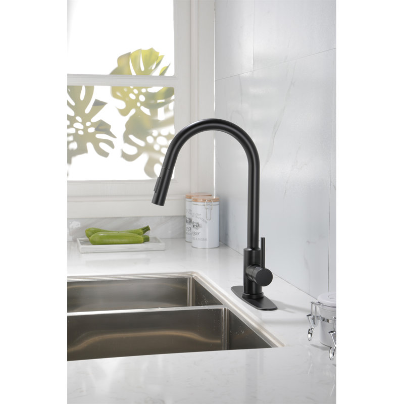 Kitchen Faucet With Pull Down Sprayer, Matt Black