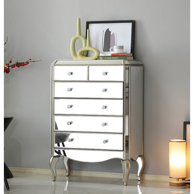 European-Style Mirrored Birch Jewelry Cabinet