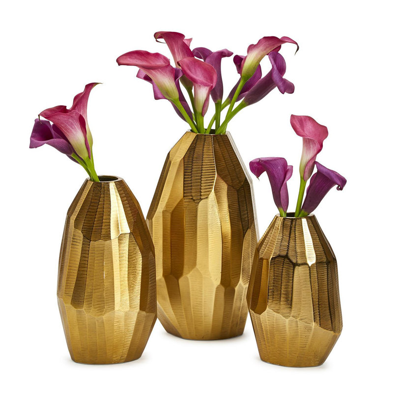 Set Of 3 Hand Etched Vase