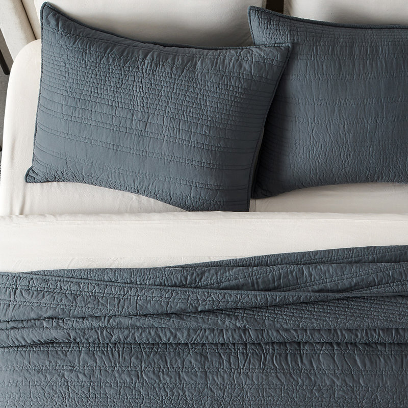 EVERGRACE 100% Cotton Modern Lines Quilt Set, Pre-Washed Soft Striped Coverlet Bedspread, 3 Piece Lightweight Bedding Set For All Season, With 2 Pillow Shams