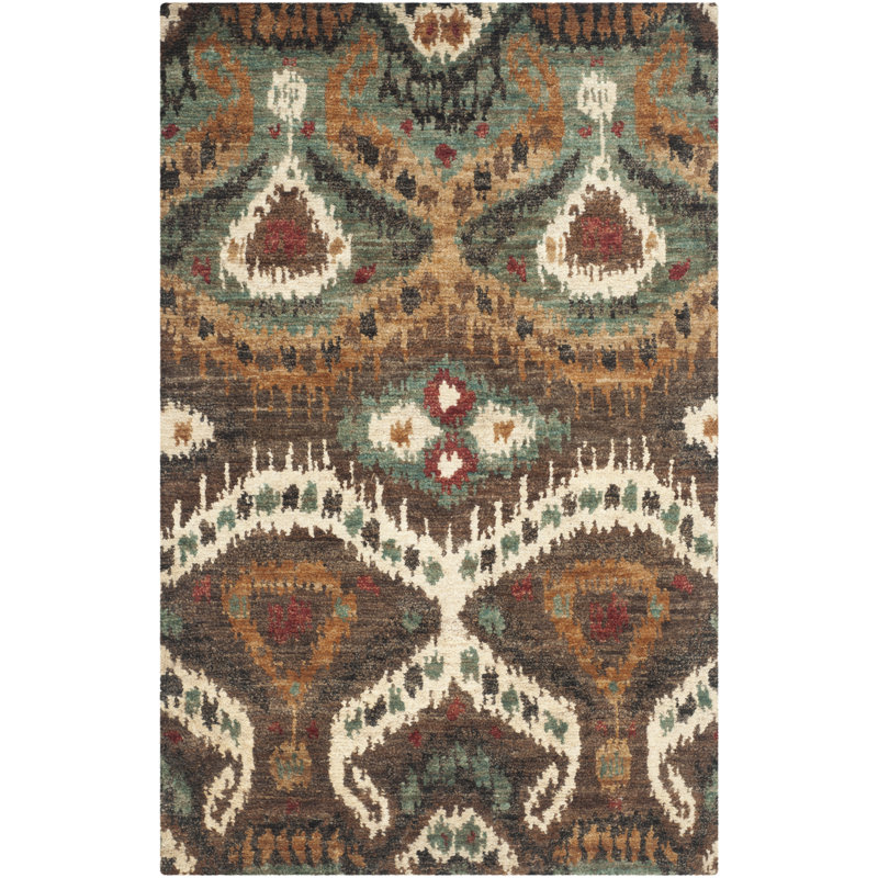 Tapis brun noué à la main Massira, Rectangle 5 pi x 8 pi