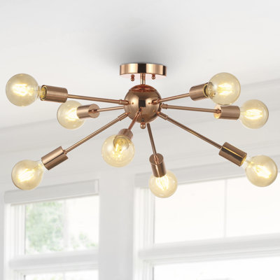 Plafonnier semi-encastré 30,5" 8 lumières spoutnik sphere Schlesinger
