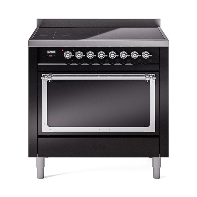ILVE Nostalgie II Noblesse 36 po à induction, Noir brillant et chrome