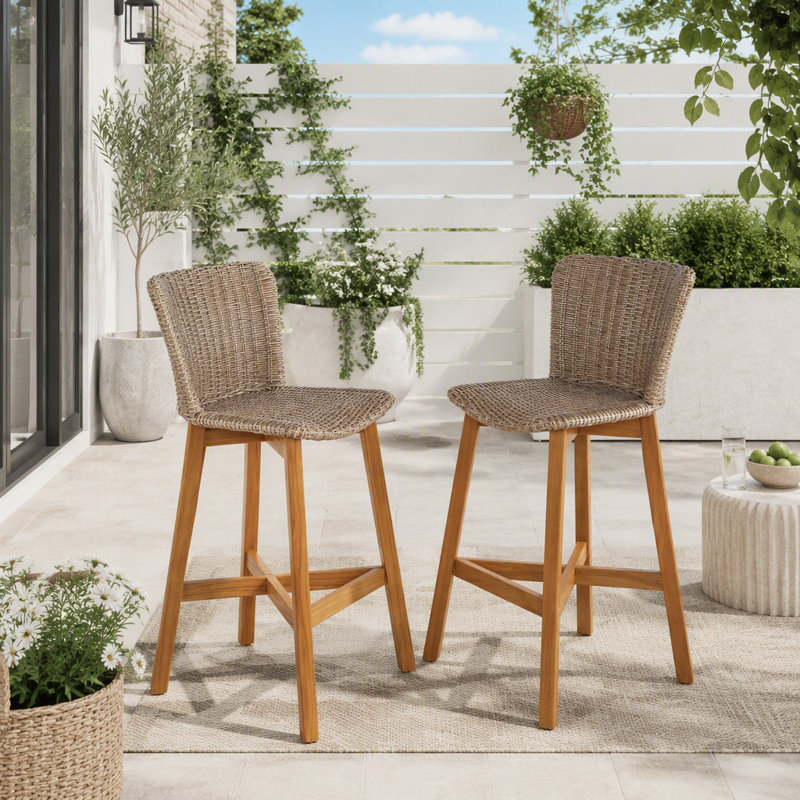 Tabouret d'extérieur, Brun clair, teck