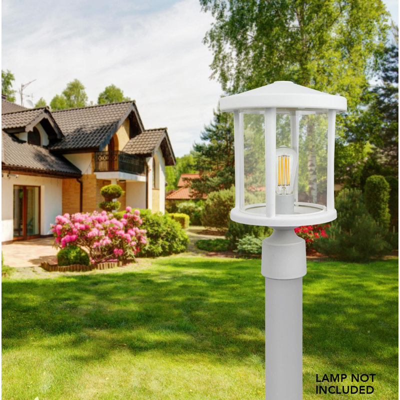 Solus Artisan Round Post Top Fixture with Clear Acrylic Lens, White